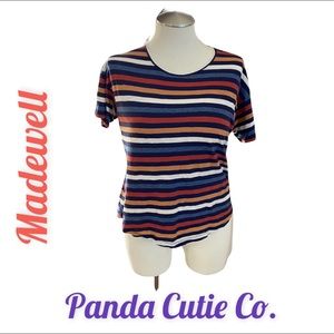 Madewell Navy, Rust & White Striped Short Sleeve Tee